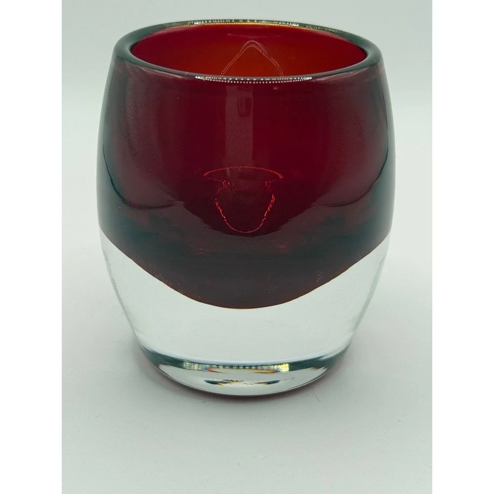 Crate and Barrel Diva Votive Ruby Red Glass Candle Holder‎